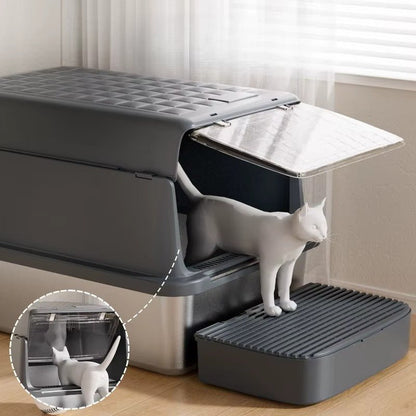 Bac à Litière Chat - InoxSandboxKit™ - Besoin de chat