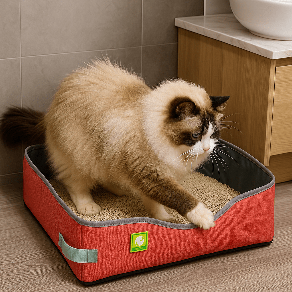 Bac à Litière Chat - NomadLiti™ - Rouge - Besoin de chat