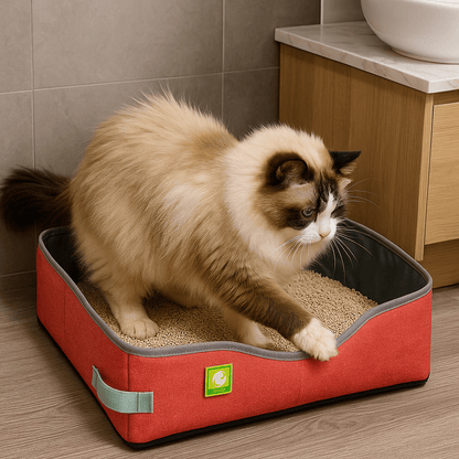 Bac à Litière Chat - NomadLiti™ - Rouge - Besoin de chat
