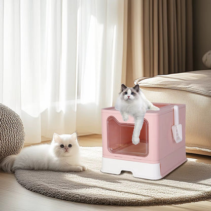 Bac à Litière Chat - PremiumSandBox™ - Rose - Besoin de chat