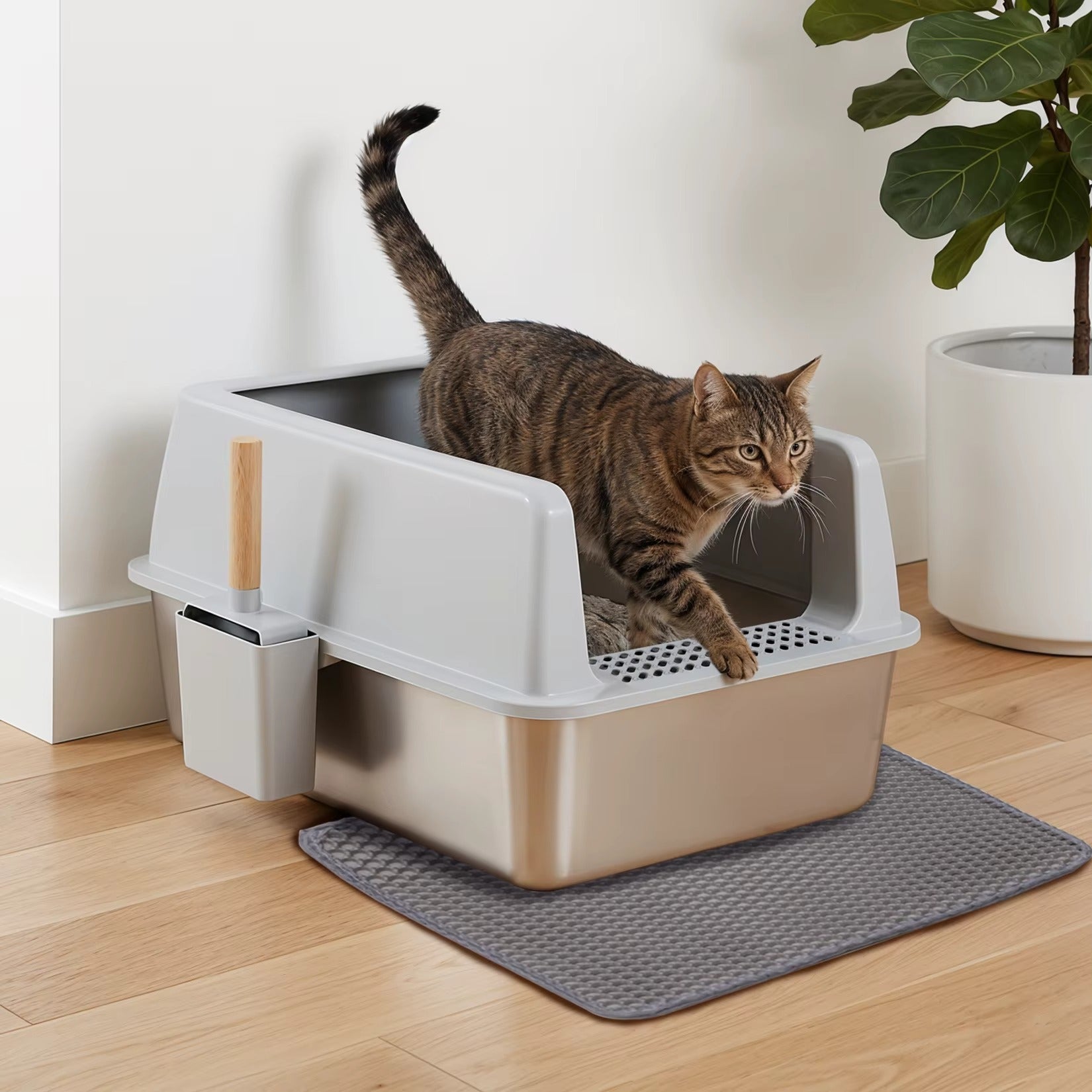 Bac à Litière Chat - XL InoxConceptKit™ - Besoin de chat